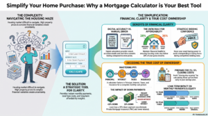 Simplify Your Home Purchase: Why a Mortgage Calculator Is Your Best Tool' with sections on complexity, simplification, and true cost of ownership.